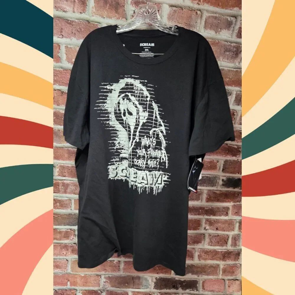 Scream Ghost Face Tee 3XL | Horror Movie Graphic Shirt Vintage 90s Slasher Black